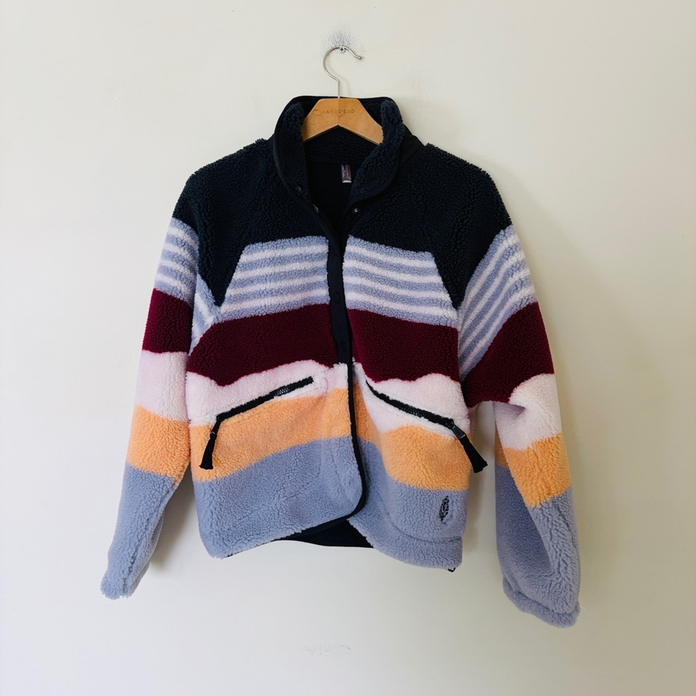 NWOT $198 Free People Hit the Slopes Printed Fleece Jacket S - Picture 2 of 11